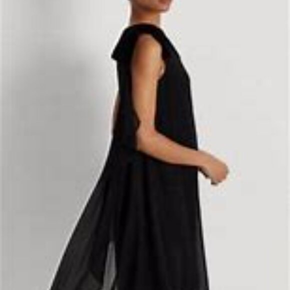 Lauren Ralph Lauren Chiffon One-Shoulder Dress Velvet Bow Cocktail Party NEW! 6 - Picture 2 of 4